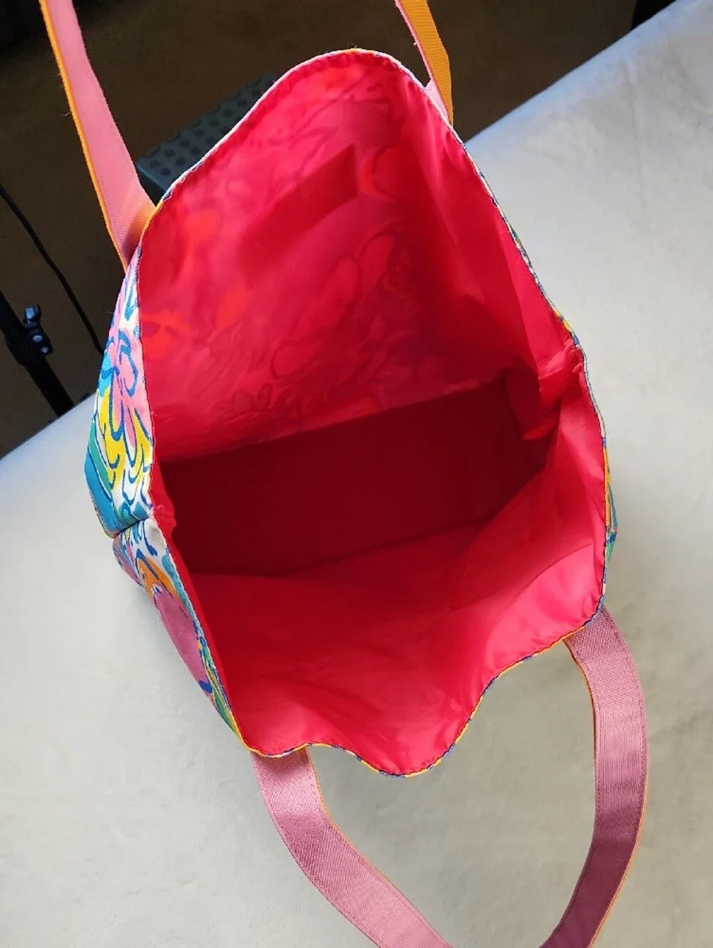 Lilly Pulitzer for Estée Lauder Vibrant Floral and Fruit Tote Bag Pink, Orange